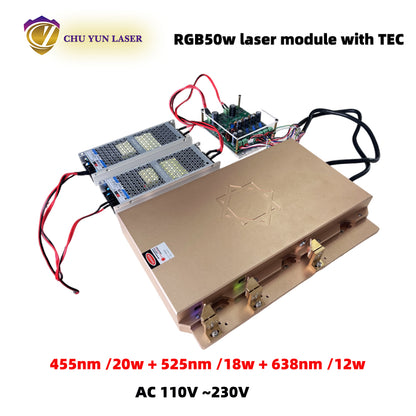 AC 110~230V  rgb50w  laser module with ttl & analogue modulation with TEC cooling