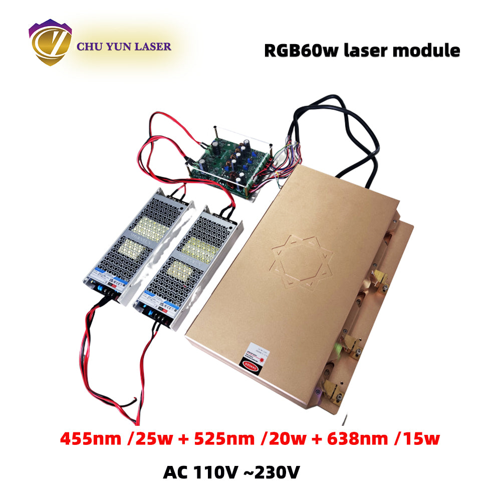 AC 110~230V  rgb60w  laser module with ttl & analogue modulation with TEC cooling