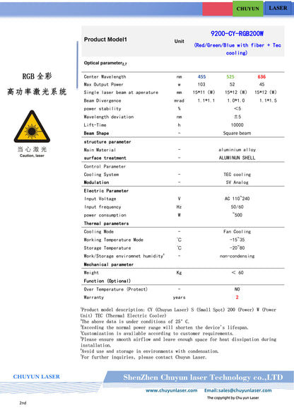 CY-9200-RGB200W 200w laser module